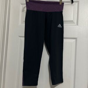 Adidas Black Leggings with Purple Waistband